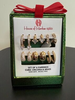 House of Harlow 1960 Gold Tone Cubic Zirconia Earring Gift Set